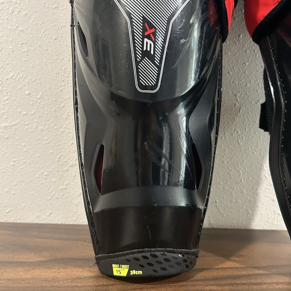 Bauer Vapor XE Shin Guards Senior Size 15 SR 15” Hockey Leg Protection Black Red - Picture 4 of 13